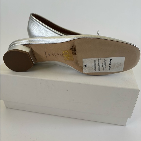 Aeyde silver leather ballet low heel shoes size 41 - Picture 2 of 7